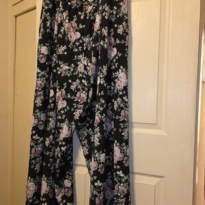 Floral Black Women's Pants